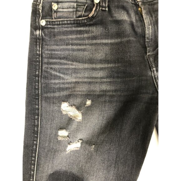 7 For All Mankind Womens 27x29 Black Denim Jeans Skinny Distressed Stretch - Picture 7 of 8